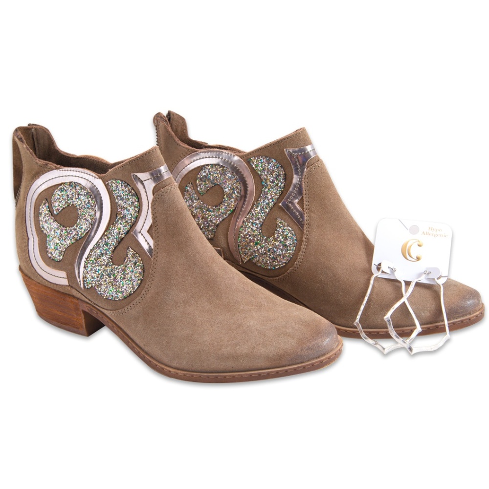 Brown Booties with Sparkle Design